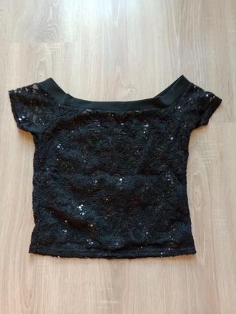 Crop top s flitrami, m
