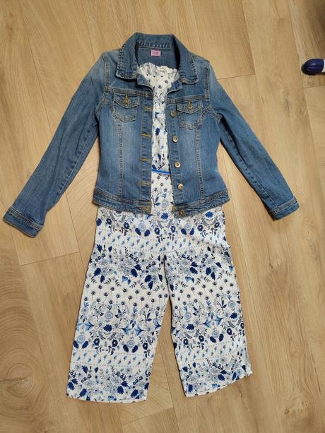 Letny overal h&m +opasok+riflova bunda, h&m,140