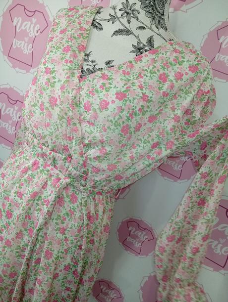 Kvietkované jemne šaty s viazaním, xl