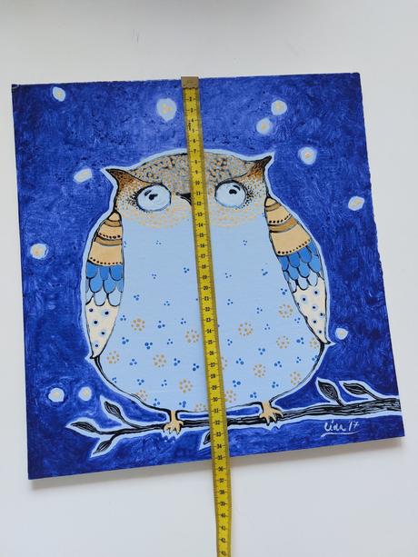 Nadherny malovany obraz sova, 