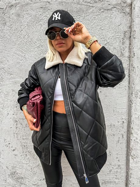 Čierna zateplená prechodná bunda, m