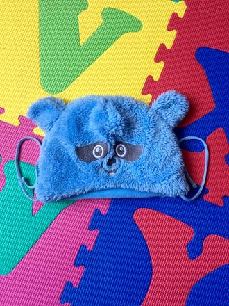 Modrá zimná tváričková čiapka so šnúrkami, ergee,80