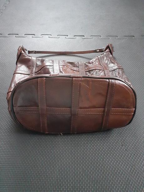 Kožená veľká hnedá kabelka so zipsami s podšívkou, 