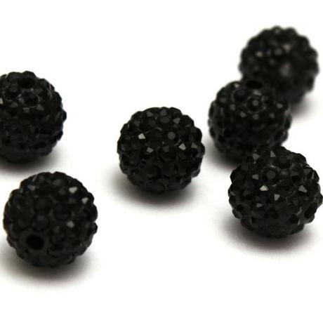 Shamballa korálky jednodierkové -  náušnicové, 