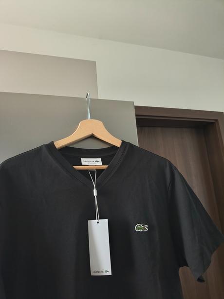 Lacoste čierne pánske bavlnené tričko m, lacoste,m