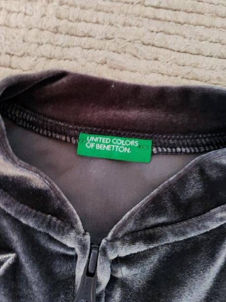 Sivá zamatová mikina benetton, benetton,98