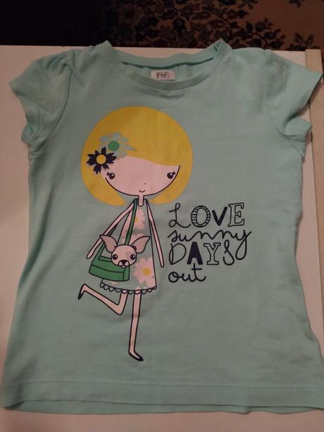 Nové milé tričko s dievčatkom a psíkom, f&f, f&f,98