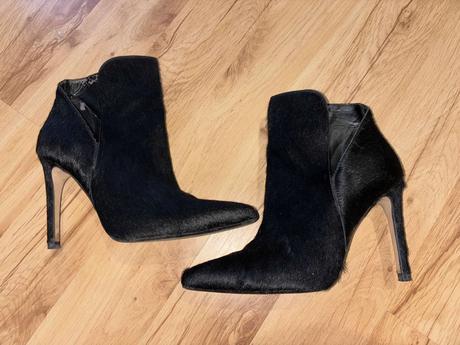 Kožené členkové topánky s konskou srsťou zara 37, zara,37