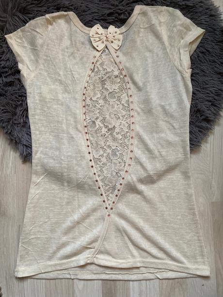 Bežove tričko s čipkou, s