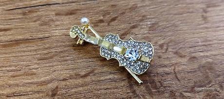 Brošňa husle - zlaté, 