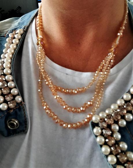 Korálkový trblietavý viacradový náhrdelník, 