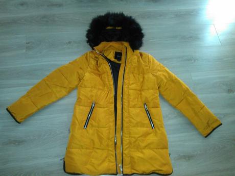 Medovožltá zimná dlhá bunda, gate,38