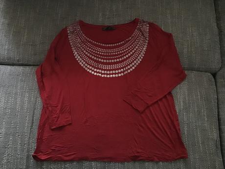 Červené tričko s lesklou aplikáciou, bonprix,56