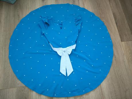 Mama saténové šaty uni modré dcéra točivé 110/116,