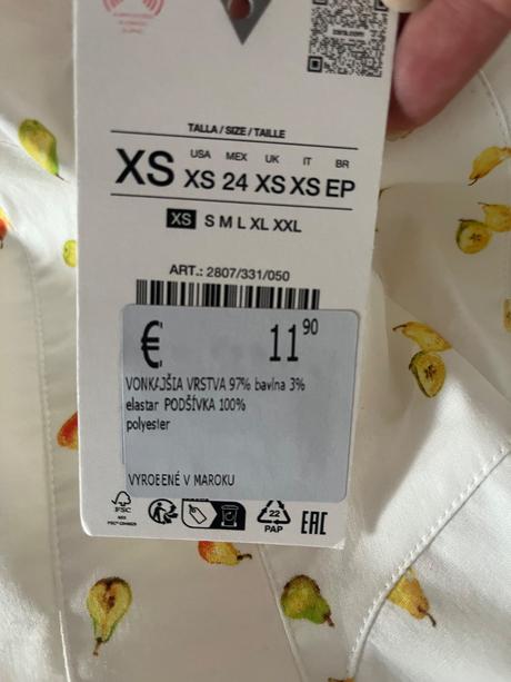 Zara šaty s ovocným vzorom xxs, zara,xs