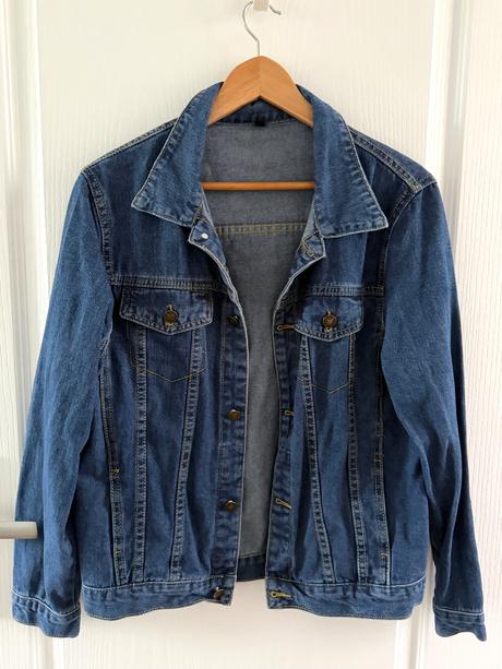 Klasická rifľová bunda s modrý denim, s