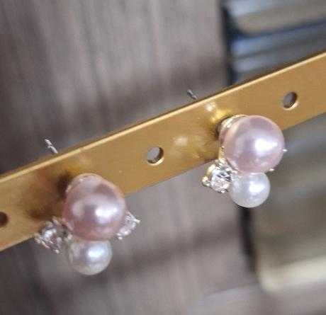 Náušnice perličky strieborné+ružové, 