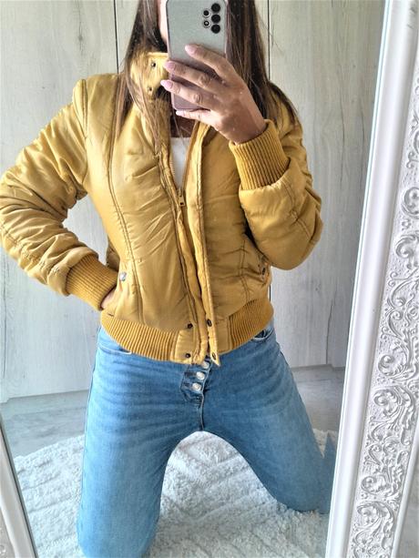 Horčicovo zlatá zimná bunda-s, s