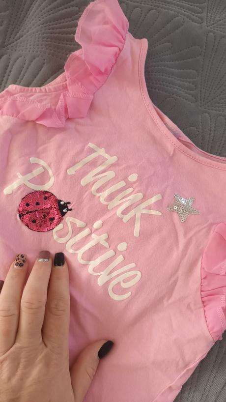 Ružové tričko s lienkou a volánikom, 128