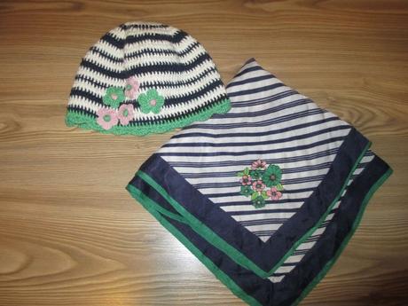 Hackovana ciapka+satka, velk. 1-2 roky, 86