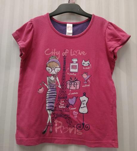 Sýto ružové tričko s motívom, c&a, 122-128 cm, c&a,128
