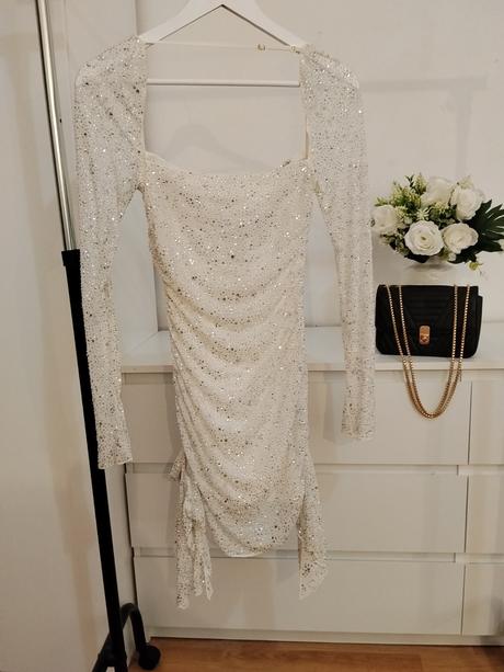 Oh polly marilla trblietavé mini šaty, s / xs