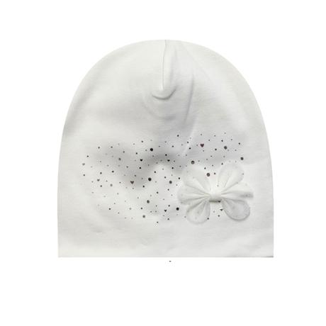 Jarná čiapka s mašľou a trblietkami 52-54 52050, ajs,52 / 54