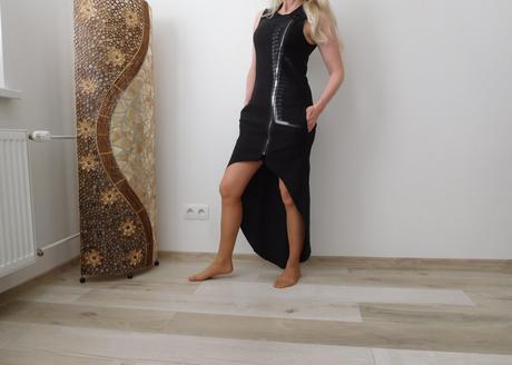 Šaty pružné v predu zips s vreckami -36/38, 36
