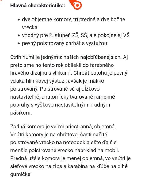 Dvojkomorový dievčenský školský batoh, 