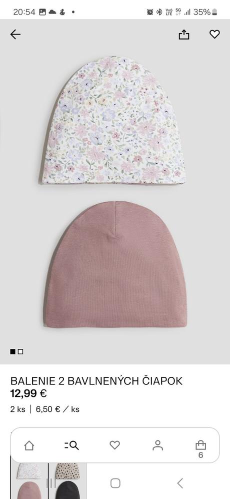 2 pack čiapok, h&m,128