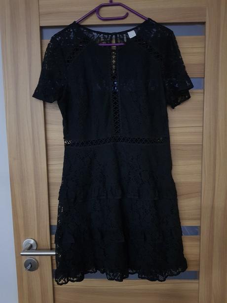 Čierne čipkované šaty, h&m,l