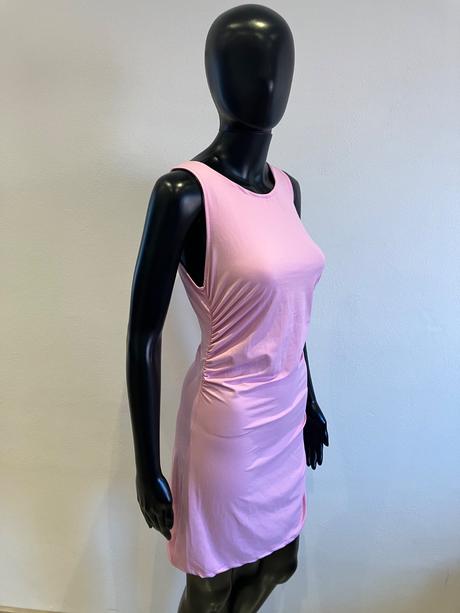 Dámske šaty nariasené ružové, s