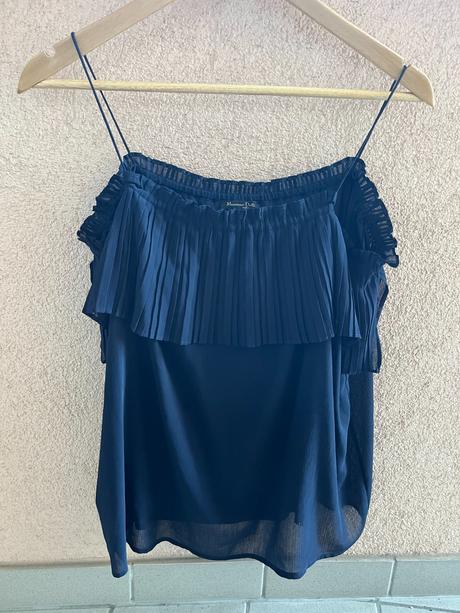 Čierny top na ramienka massimo dutti, s