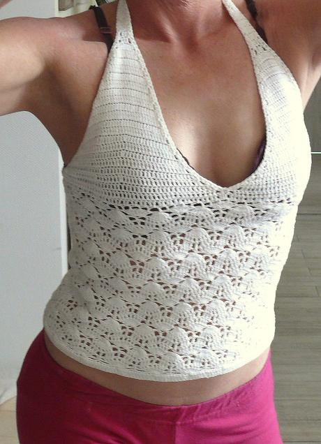 Háčkované tričko na zaviazanie, m