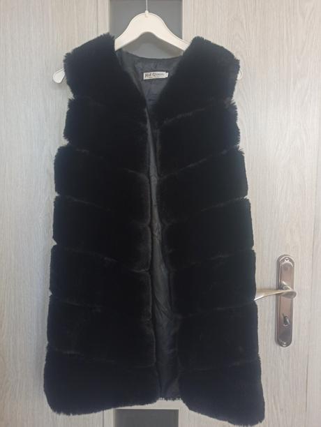 Dámska, čierna dlhá vesta, s