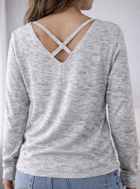 Dámsky sveter s v výstrihom a prekríženým chrbtom, amisu,xs