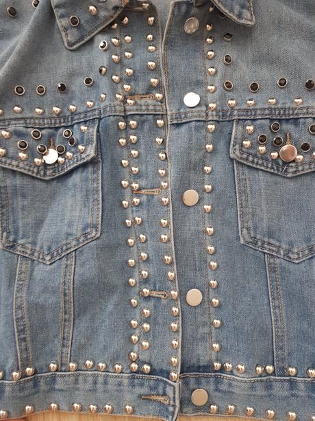 Stylova oversize vybijana jeansova bunda.nova, l / m