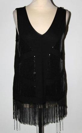 Čierny flitrový top so strapcami zn. bréal, m