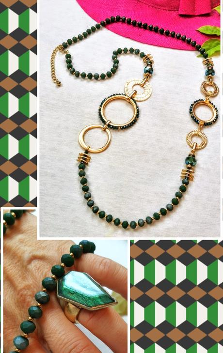 Bijou brigitte - náhrdelník s prsteňom green shape, bijou brigitte