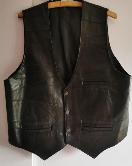 Pánska kožená motorkárska vesta, l