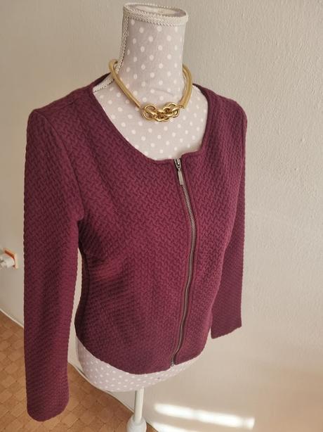 Bordové mikinové sačko/bundička vila 40, 40