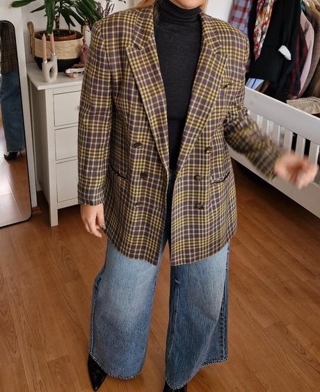 Vintage vlnené sako s kašmírom, l