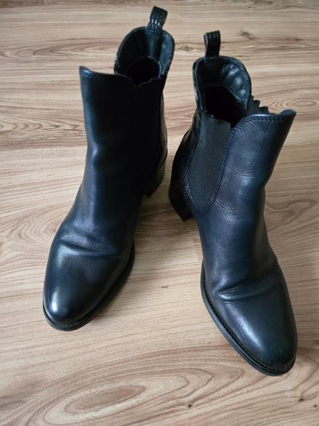 Tmavomodré kožené čižmy vel.37, humanic,37