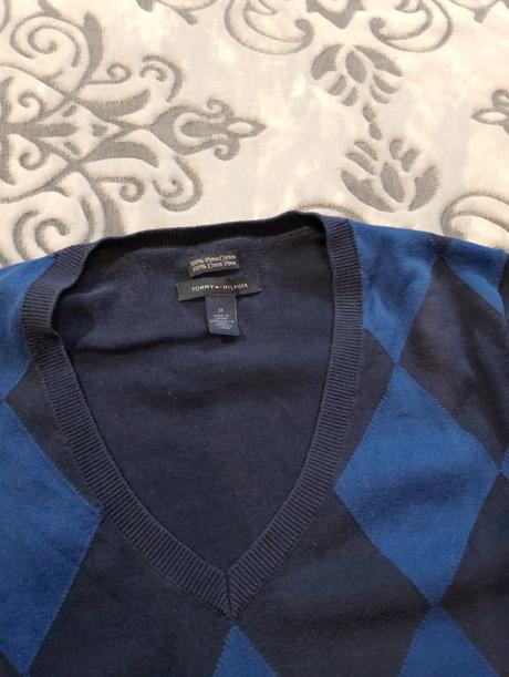 Tommy hilfiger pima cotton  v-neck pulóver, tommy hilfiger,m