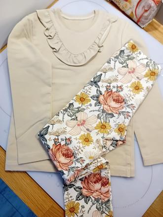 Tričko plus legíny handmade top stav, 122