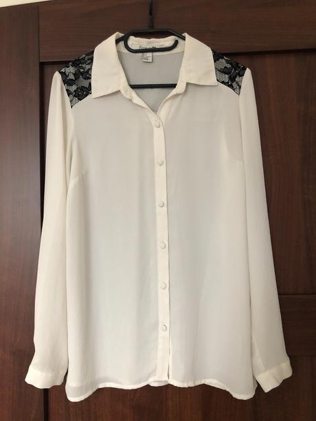 Dámska blúzka, ivory/čierna čipka, s