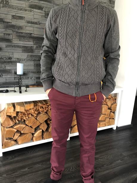 Pánske strech nohavice review bordové, review,m