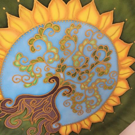 Ručne malovaná strom života na hodváb 41x41 cm, 