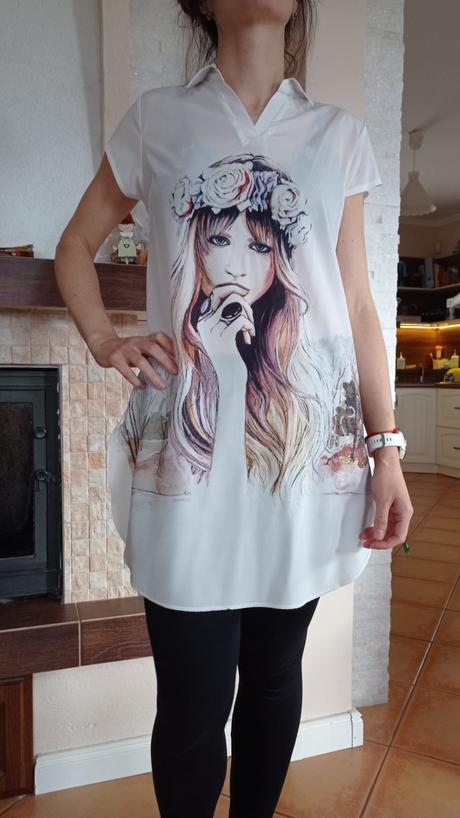 Blúzka s obrázkom dievčata predĺžená, m