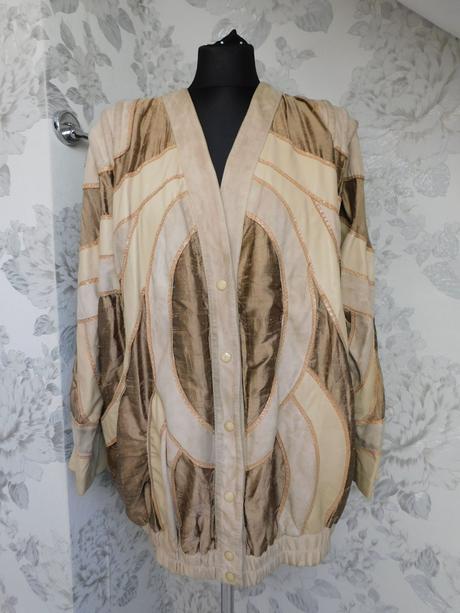 Luxusna vintage kožena/hodvabna bunda, 38